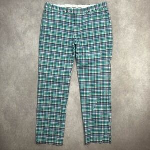 Lauren Ralph Lauren Plaid Golf Flat Front Trousers Dress Pant 33x28.5 Blue Green